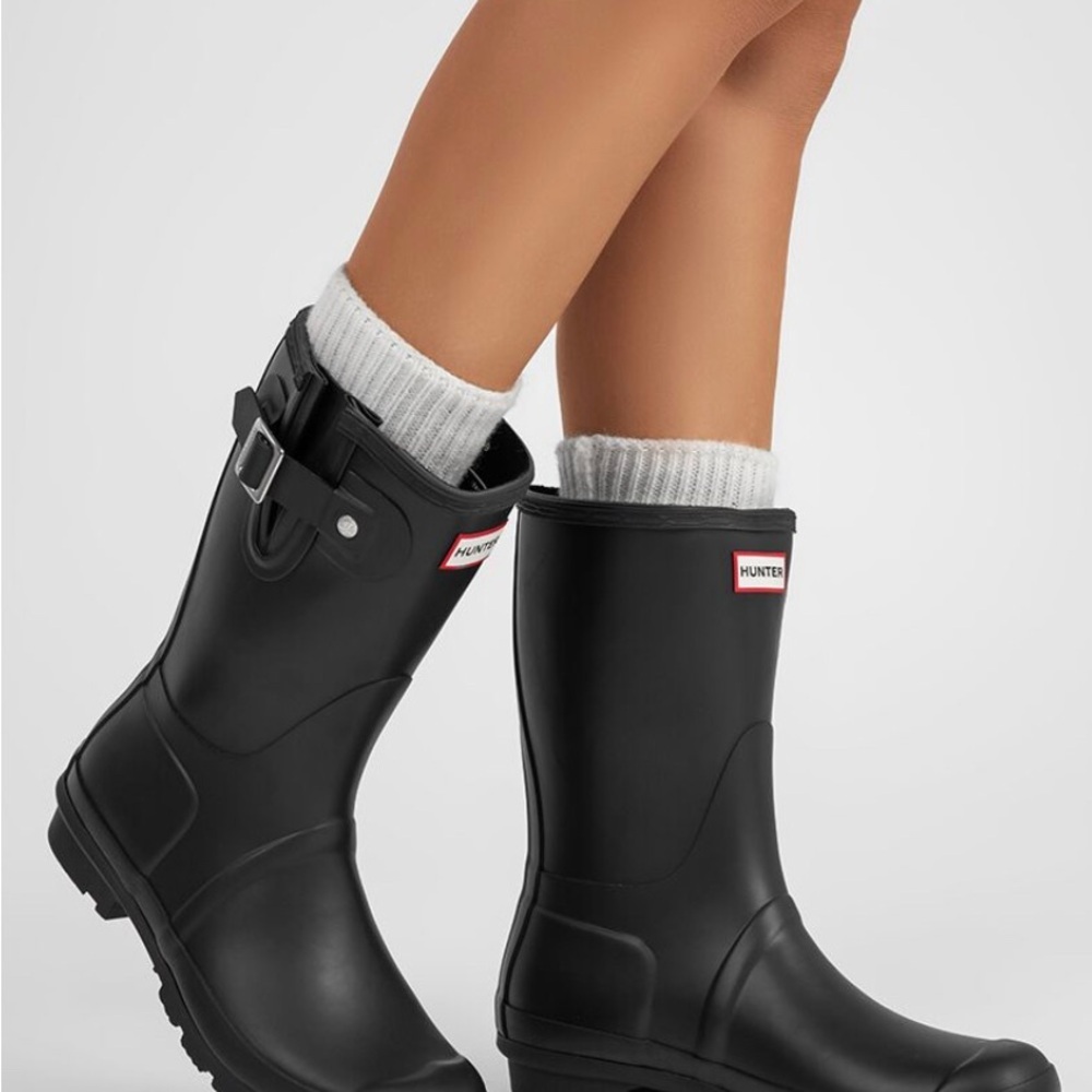 Hunter Women Original Short  - Black Rubber Rain Boots size 9 - Picture 2 of 11